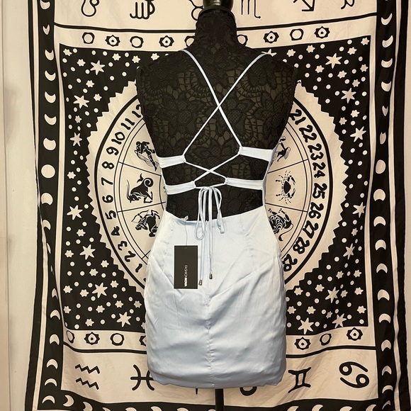 (BNWT) Fashion Nova Blue Satin Mini Dress - Picture 2 of 7